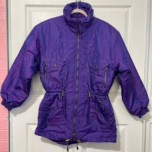 Vintage 2 Piece Edelweiss 90s Iridescent Purple Ski Suit Jacket and Pants Set